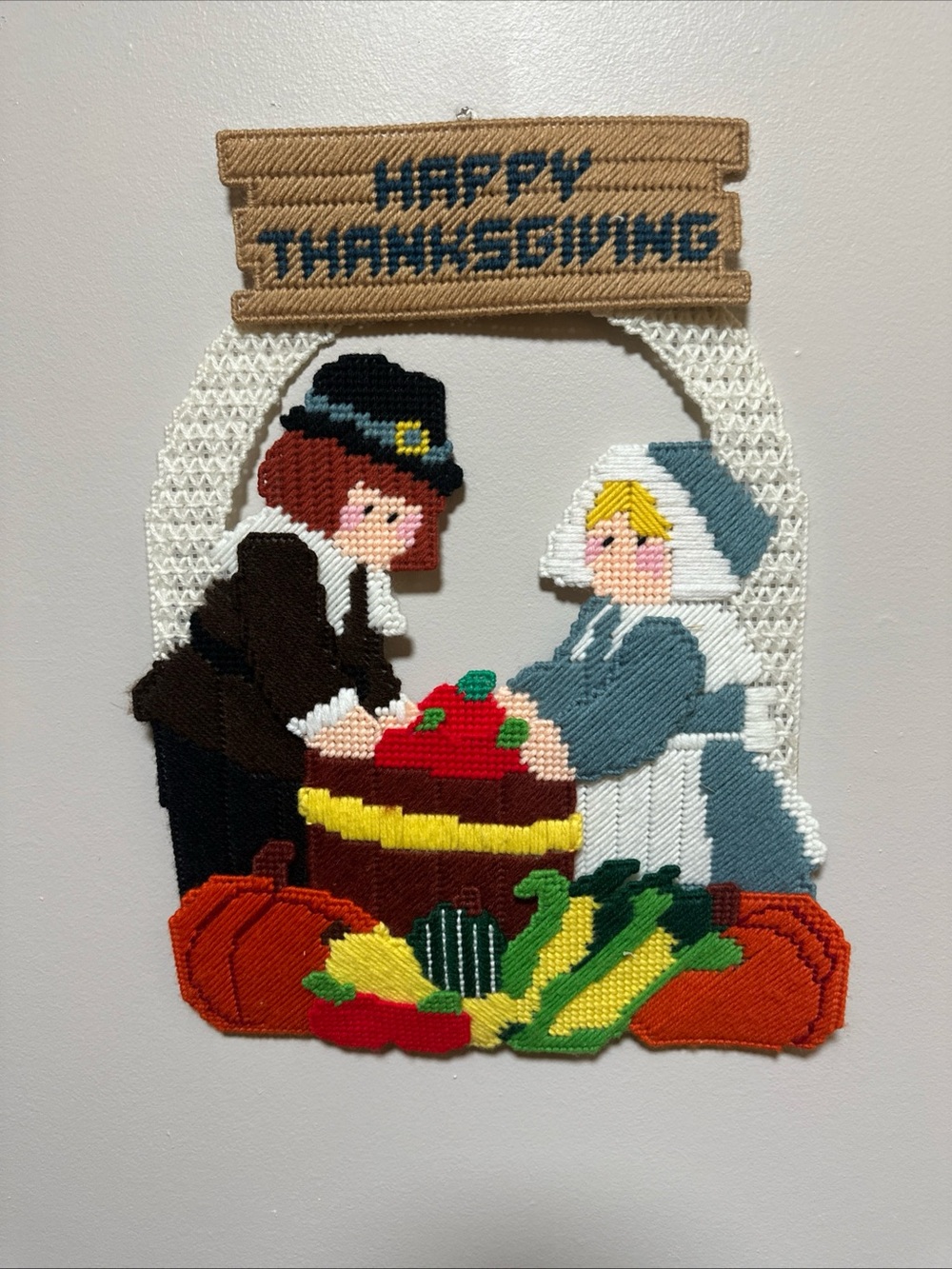 Handcrafted Thanksgiving Pilgrim Wall Hanging - Multi